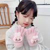 New Children's Gloves Cute Finger Gloves Korean Version Cartoon Autumn and Winter Thickened Five Finger Warm Baby Gloves