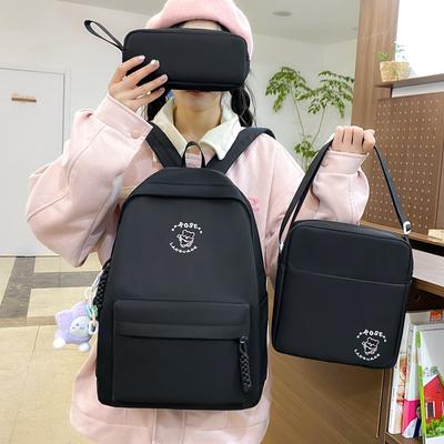 Three-Piece Backpack Set Cartoon Print Schoolbag Girls Large Capacity Backpack for Primary and Secondary School Students