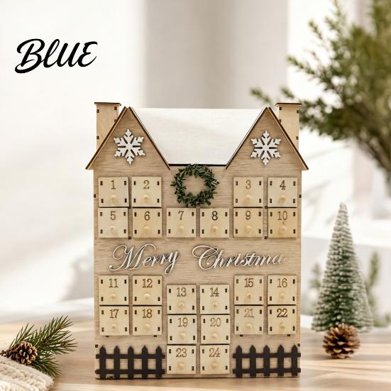 Christmas Decorative Cabin to Kids with 24 Advent Calendar Wooden House Drawers Countdown Adults Calendar