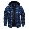 Plaid Flannel Shirt Jacket Men‘s Quilted Lined Coats with Removable Hood Winter Thick Hoodie Outerwear Heavy Shirts