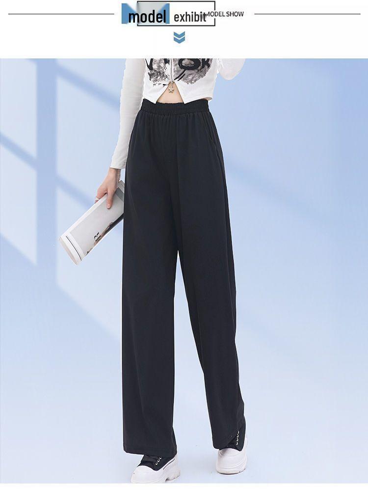 Women's Summer 2025 Ice Silk Pants: Loose-Fit, Narrow & Wide-Leg, Casual Straight-Leg Suit Pants
