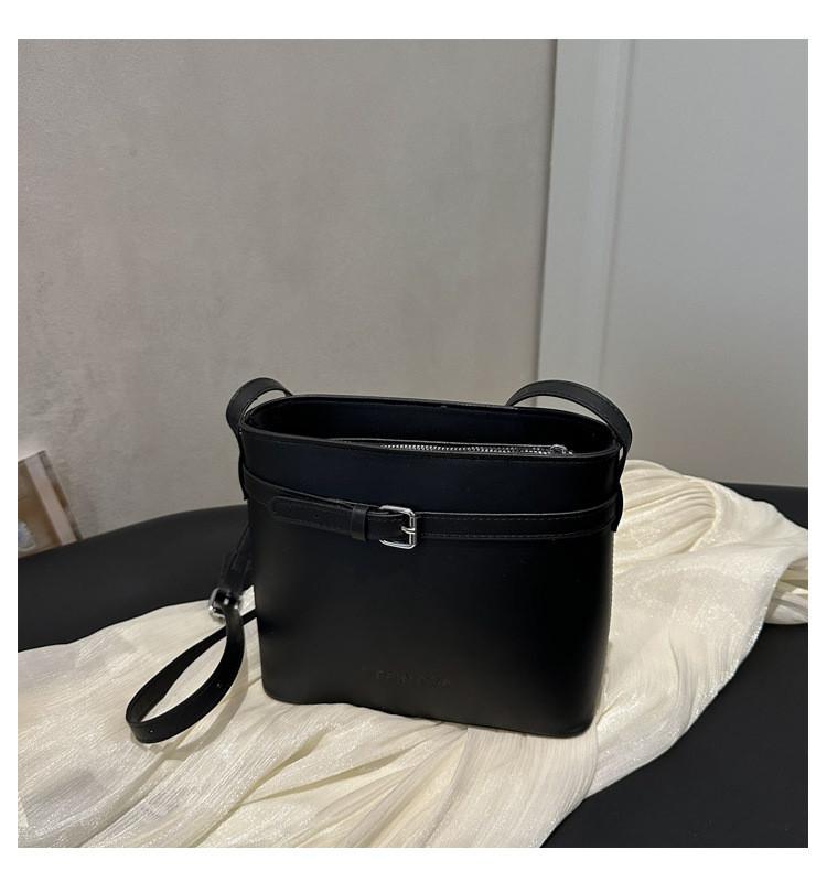 Bucket Trendy Water Bag With Solid Color And Square Buckle Decor For Daily