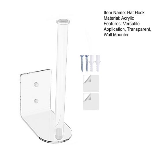 Wieszak na kapelusze montowany na ścianie Przezroczysty akrylowy organizer na kapelusze Uchwyt na czapki bejsbolowe z zestawem do montażu samoprzylepnego/wierconego do drzwi szafy sypialni