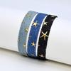 Vintage Star Pattern Blue Literary Denim Fabric Bracelet For Women Men Gothic Ethnic Handwoven Wrist Strap Fashion Jewelry Gift