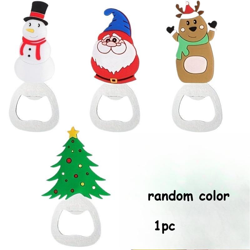 

4pcs/1pc Christmas Party Bottle Openers, Cute Cartoon Santa Claus Tree Snowman Designs, Perfect for Home & Outdoor Parties
