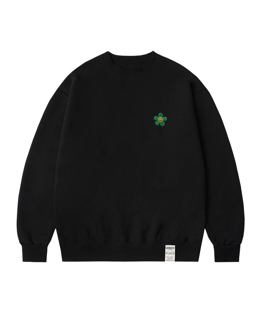 GRAVER [Unisex] Flower Dot Embroidered Sweatshirt_2 Colors