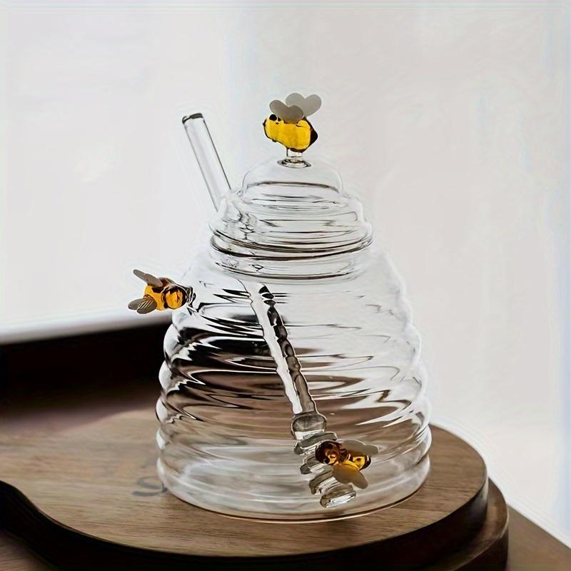 

1pc Animal-Themed High Borosilicate Glass Honey Jar with Lid - Perfect for Kitchen & Dining чистий