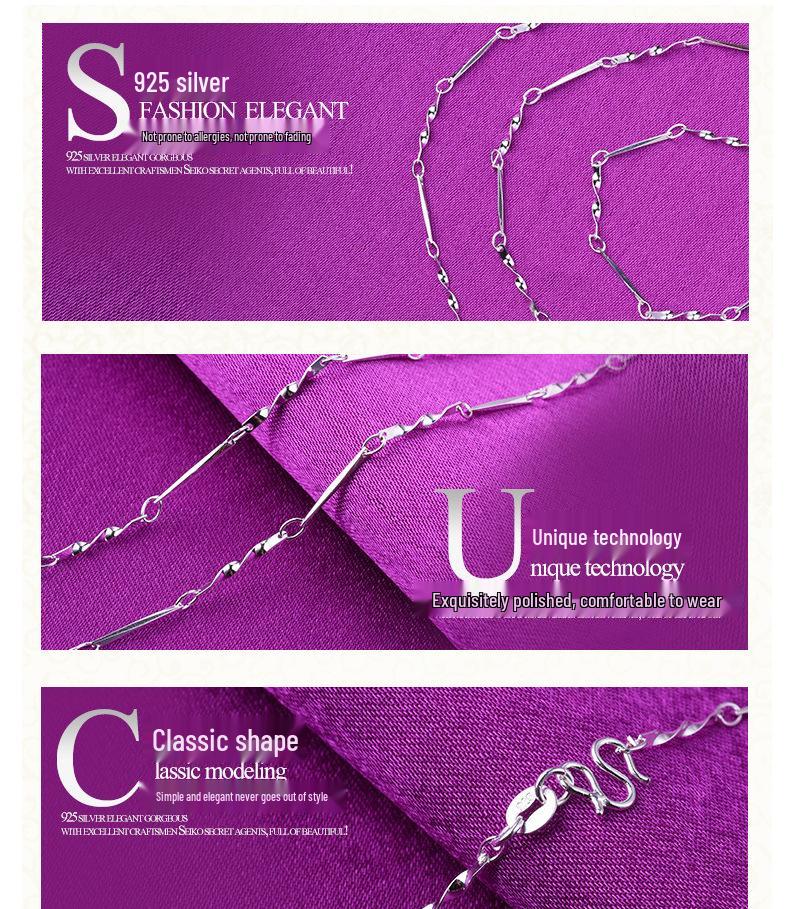 S925 Sterling Silver Versatile Women's Necklace, Twisted Link Chain, 40/45cm