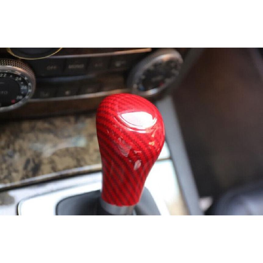 For Benz C-Class Central Console Gear Shift Knob Cover Red Carbon Fiber 2004-14