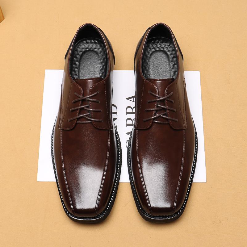 New Arrive Men'S Classic Retro Derby Shoes Mens Lace-Up Business Dress Office Leather Shoes Men Fashion Wedding Party Flats 2583