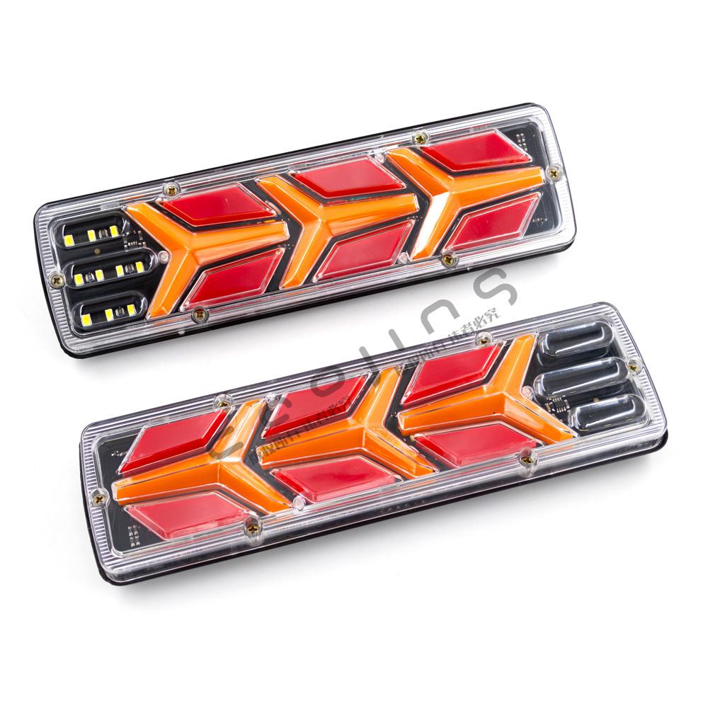 2Pcs 12V 24V Trailer Trucks Car Tail Light Brake Reverse Signal Rear Lamp Waterproof Taillight Parts RV BUS Running Turn Signal 2pcs