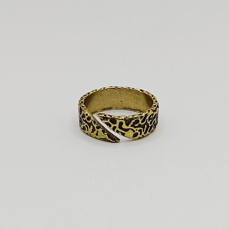Adjustable Open Ring Men Women Vintage Textured Geometric Design Plated Retro Style Statement Jewelry