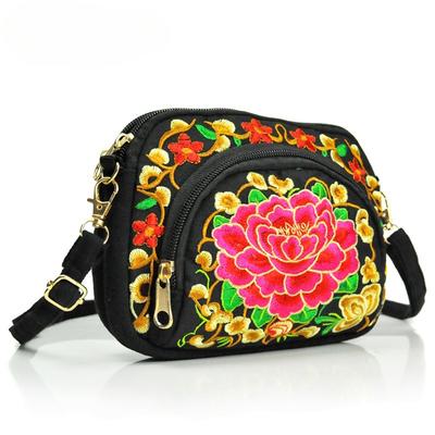 1 Stück Neue ethnische Stickerei Tasche, Zweiseitige bestickte Leinwand Münztasche, Handy Tasche, Damen Mini Schrägtasche.