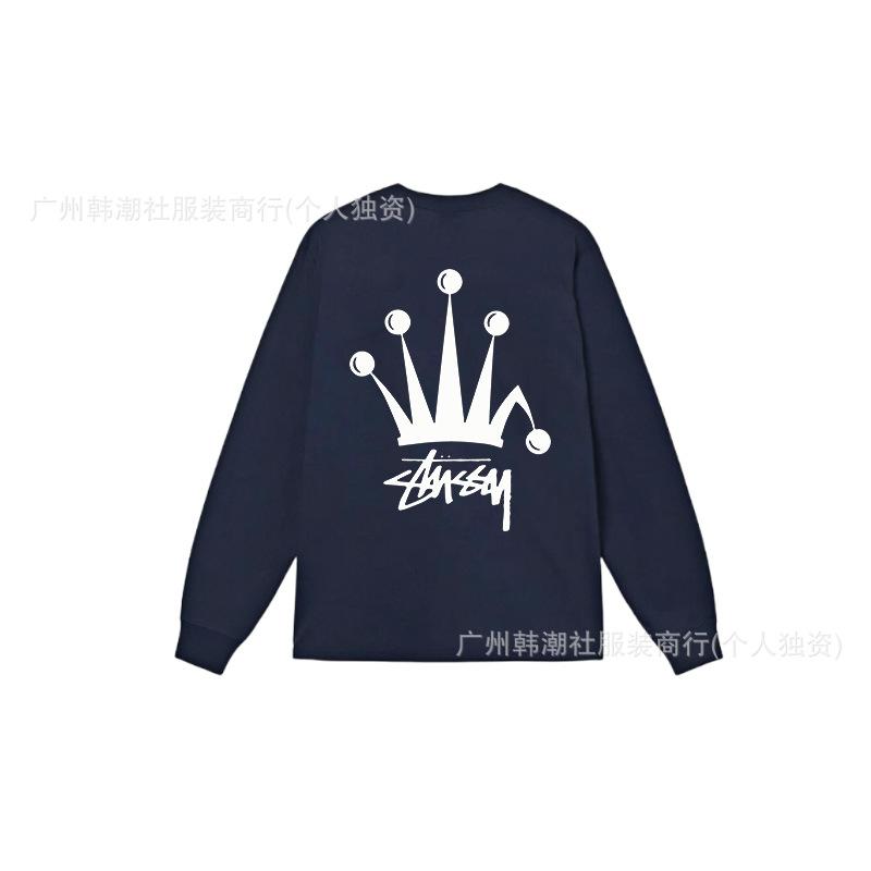 3. Cross-border Stuart long-sleeved printed t-shirt American trendy cylindrical cloth casual loose men and women the same style