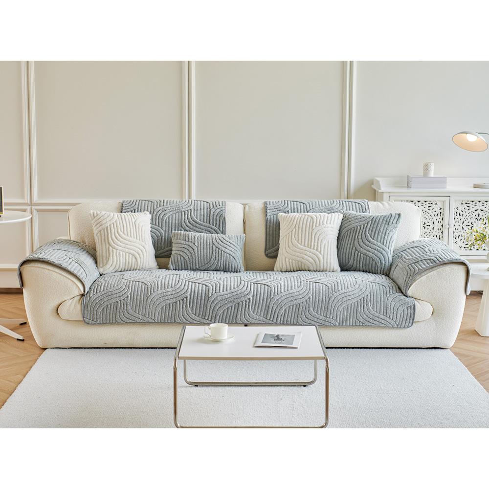 Thickened Plush Sofa Cushion Autumn And Winter New  Straight Row One Piece High-Grade Non-Slip Seat Cushion Sub-Cover Cloth Towel