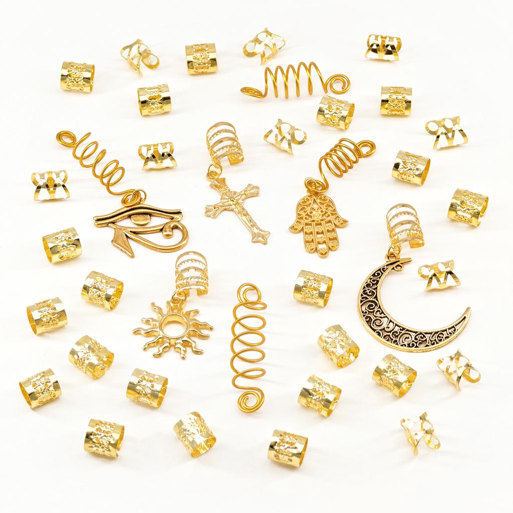 Wigs, Dirty Braids, Hair Extensions, 37pcs, DIY, Alloy Metal Accessories, Sun, Cross, Moon Pendant