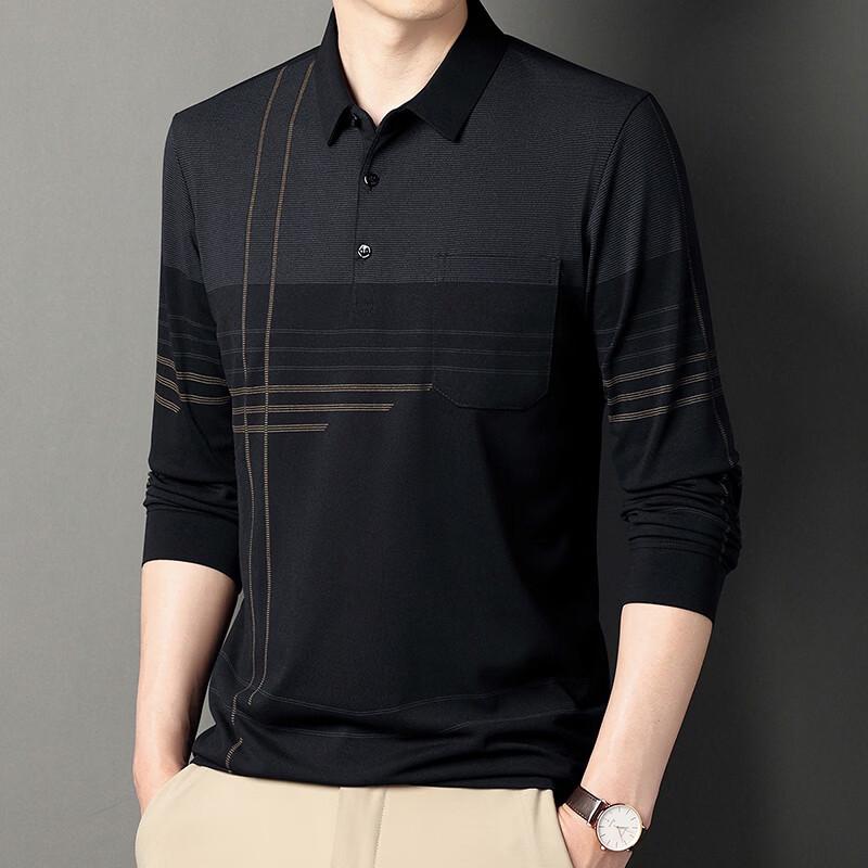 TUCANO Men's Striped Business Casual Long Sleeve Polo