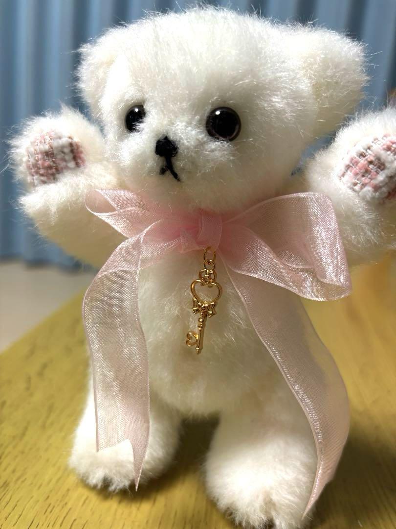 

[USED] Limited-time offer: White stuffed toy teddy bear Fiony white pink bear