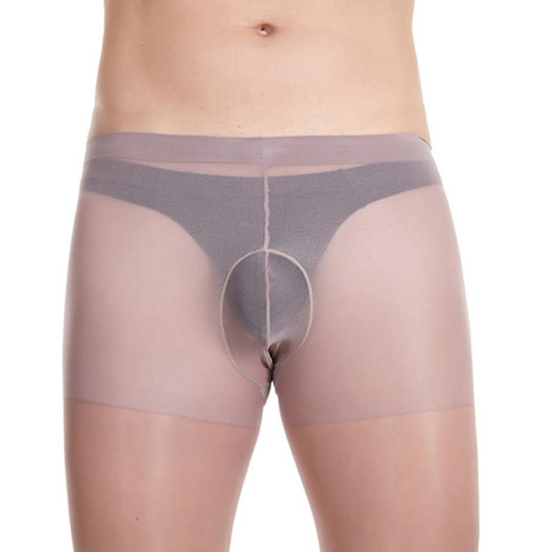 Qinghe Men's Ultra-Thin Silk Pantyhose with Sexy Invisible 200-Lb Support