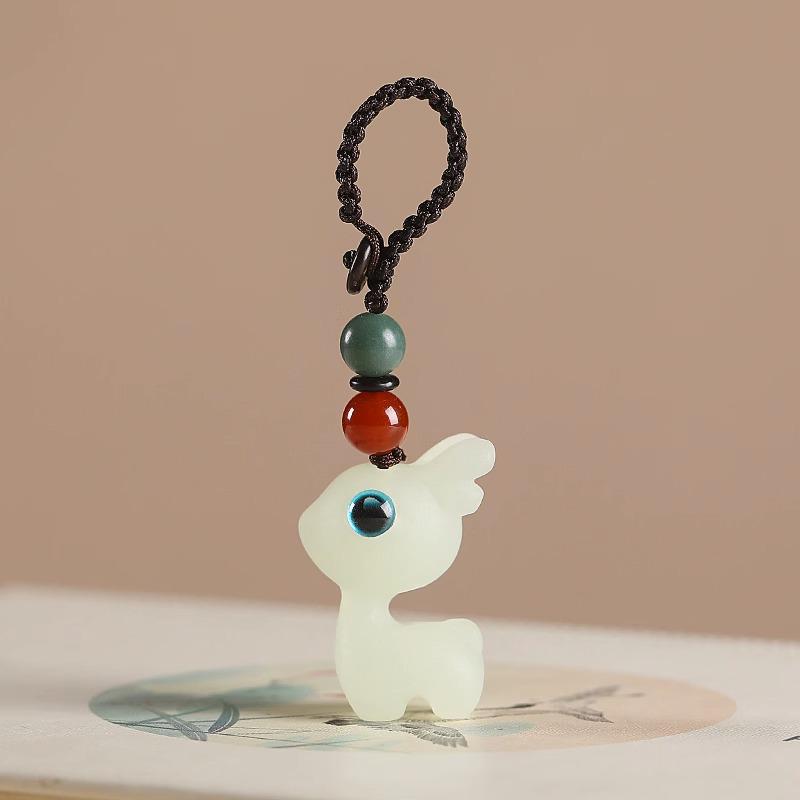 Ebony Twilight Luminous Fawn Women's Keychain - Safe Journey Mobile Phone Chain & Car Pendant Ornament.
