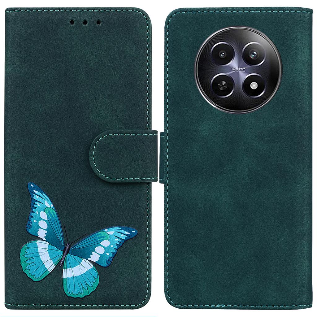 Pro Realme 12 5G/12x 5G Nárazuvzdorné pouzdro Kožený ochranný kryt na telefon s potiskem motýlů