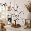 Indoor Halloween Party Props Glowing Ghost Tree Tabletop Decor, LED Lighted with Kid Friendly Ornaments Hanging for Home, Fireplace Mantel,