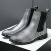 Designer New Arrival Winter Fashion Chelsea Ankle Boots Men's Pointed Gold Silver Casual Shoes High Tops Zapatos Hombre