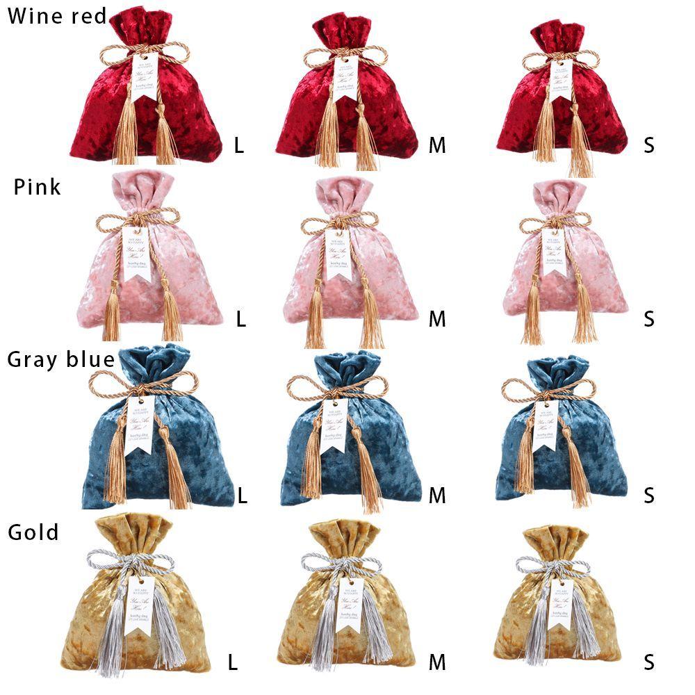 Velvet Candy Bag Gift Bags Velvet Cloth Drawstring Bags 3 Sizes Tassel Bag Wedding Party Candy Pouches