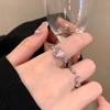 Kpop Y2K Pink Heart Opal Rings for Women Korean Fashion Cross Star Opening Finger Ring Sweet Girls Party Jewelry Gifts