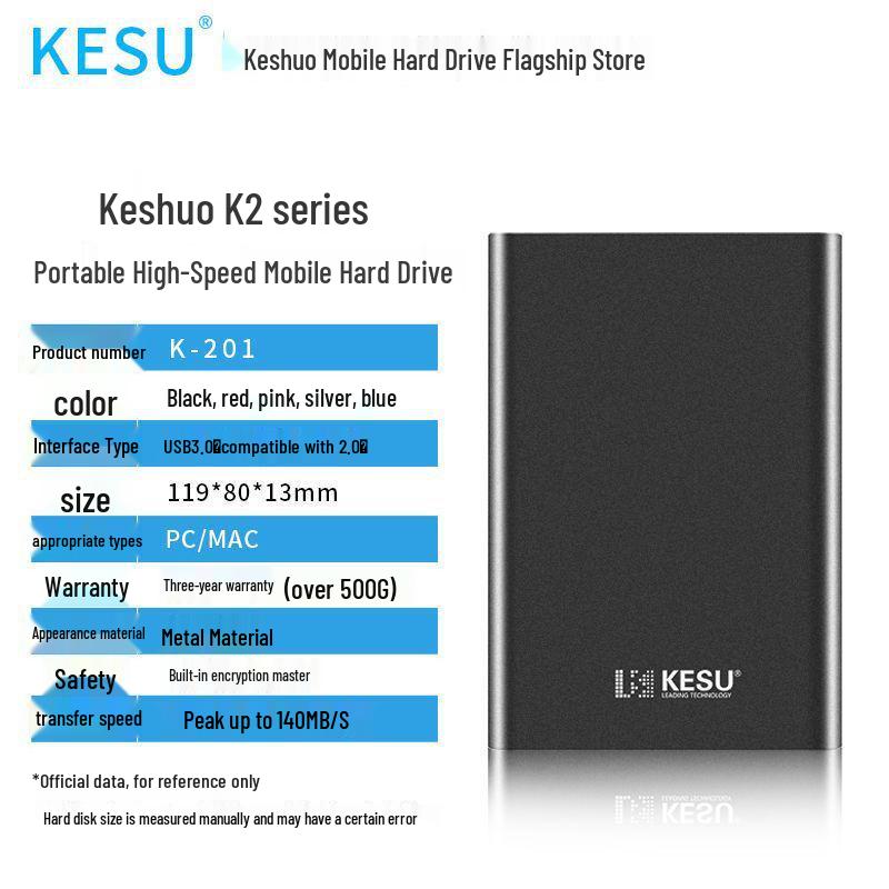 High-Speed 1TB USB 3.0 Tragbare Festplatte, Großkapazität 2TB Externes Speichergerät