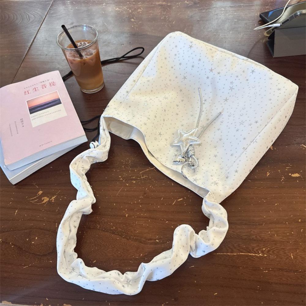 New Lazy Wrinkled Strap Korean Style Tote Bag Large Capacity Versatile Star Tote Bag Underarm Bag School Commute