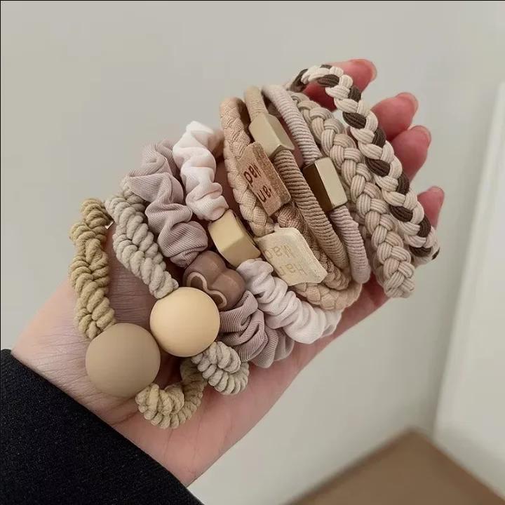 10pcs Girls Women Scrunchies Hair Tie Elastic Rubber Hairband Colorful Kids Hair Accessory Rope Ring Gum Rims Headwear