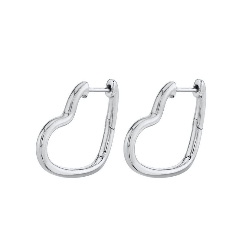 925 Silver Ear Needle Exquisite Heart Pendant Hoop Earrings Fashion Geometric Zircon Stud Earrings Women's Fine Jewelry