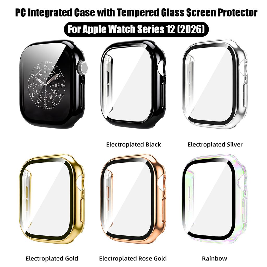 Gehärtetes Glas PC-Hülle für Apple Watch 12 46mm 42mm Harter Stoßfänger Displayschutz Abdeckung für Iwatch Serie 12 Schalen Zubehör 7