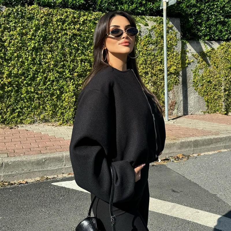 Spring Autumn Women's Jackets Zipper Varsity Jackets Women Soft Cropped Jackets Woman Long Sleeve Winter Coat Female