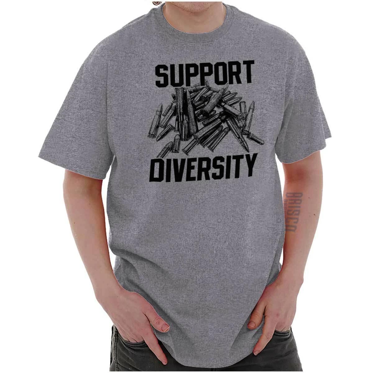 Support Diversity Bullet Gun Rights Hunting Womens or Mens Crewneck T Shirt Tee XS