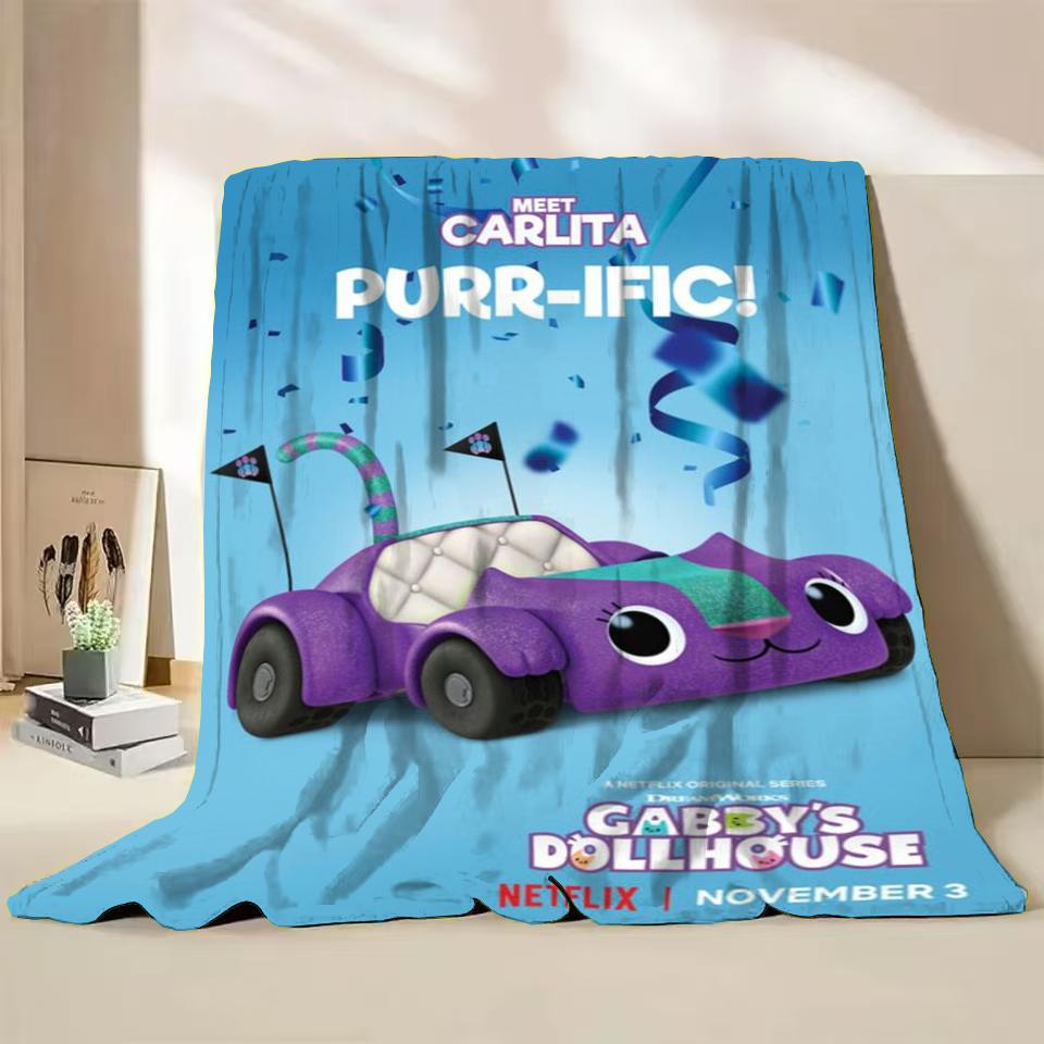 Gabbys Dollhouse Flannel Fluffy Fleece Blanket for Home Bedroom Bed Sofa Office Children Cover Adult Soft Blanket Kids Cute Gift