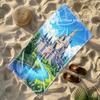Pixel Art Fairy Castle Beach Towel Patterned Sunscreen And Windproof Suitable For Swimming Pool Camping Travel Blanket