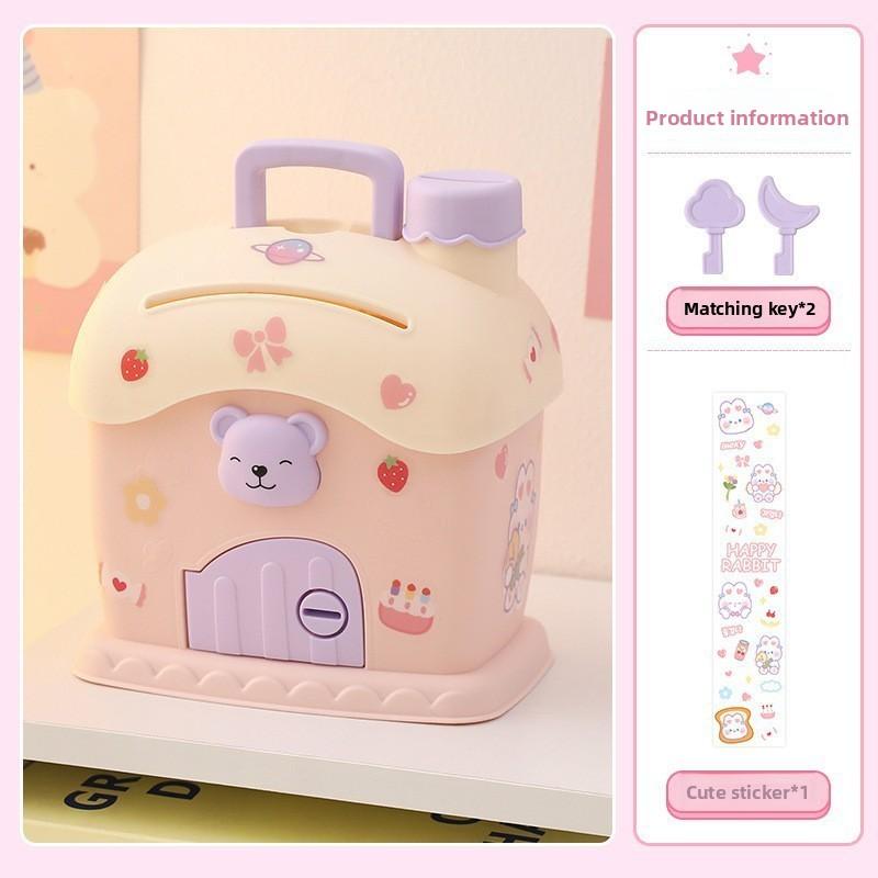 Интернет-знаменитость копилка креативная мультяшная форма милый маленький домик может хранить большую емкость пластиковая копилка