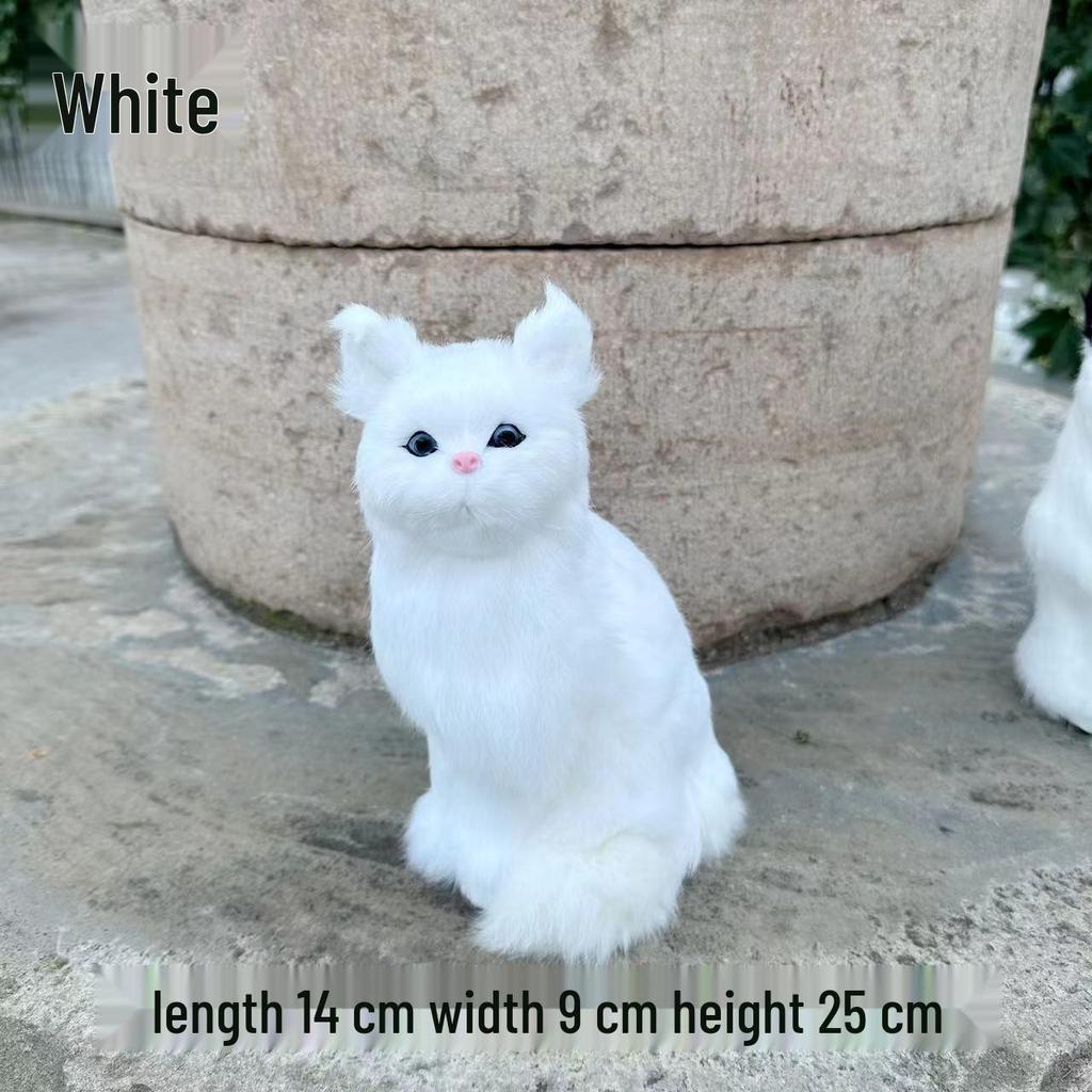 Simulated Kitten Squatting Cat Fur Craft, Zodiac Animal Figurine Toy for Dogs, Cats, and Rabbits.
