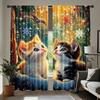 Cute Cats and Star Patterns Print Drapes Room Darkening Window Curtains for Home Decor,Rod Pocket Blackout Curtains Bedroom