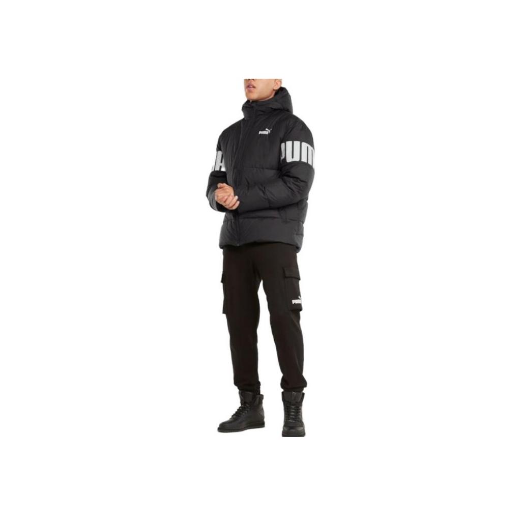 Puma Letter Print Warm Hooded Sports Casual Down Jacket Men Jacket Black 587692-51