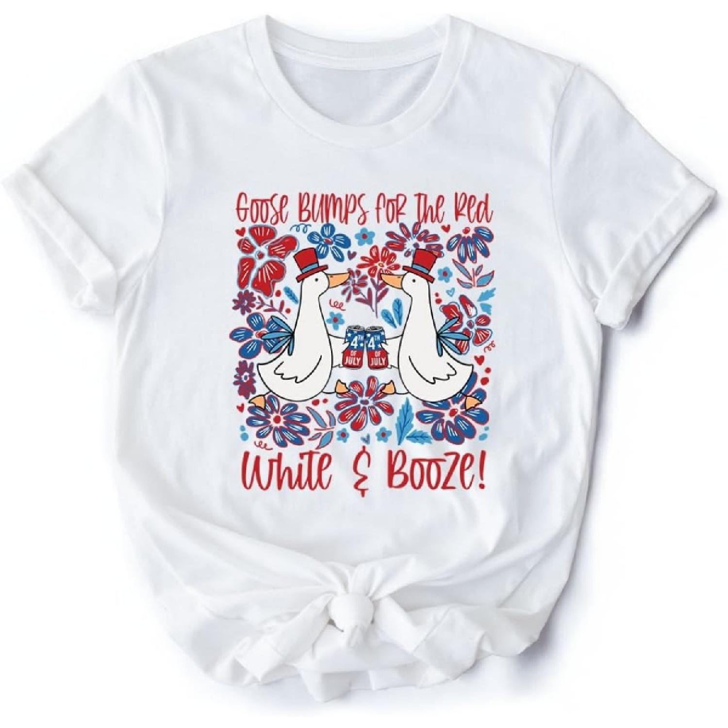 Мурашки по коже Футболка Red, White & Booze, Смешная футболка на 4 июля XXXXXL белый