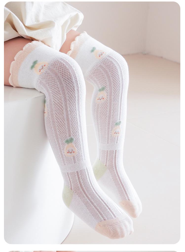 Spring & Summer Baby Knee-High Thin Mesh Cartoon Cat Socks | Newborn & Children's Antibacterial Over-the-Knee Socks