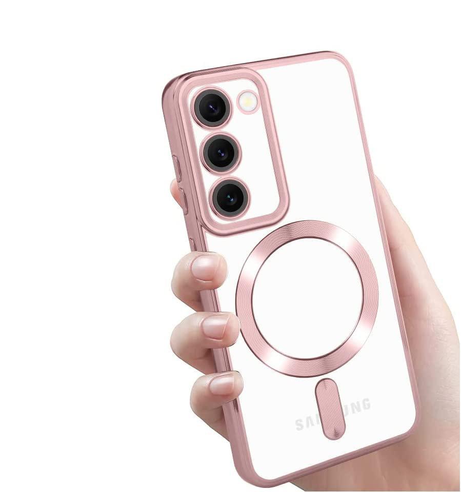 Case for Samsung Galaxy S23 Plus, Electro MagSafe, Pink Rose Gold + Glass Screen Protector