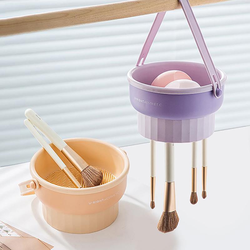 Makeup Brush Cleaning Bowl Beauty Egg Cleaning Tool Storage Set Brush Powder Puff Dry Cleaning Silicone Drying Shelf