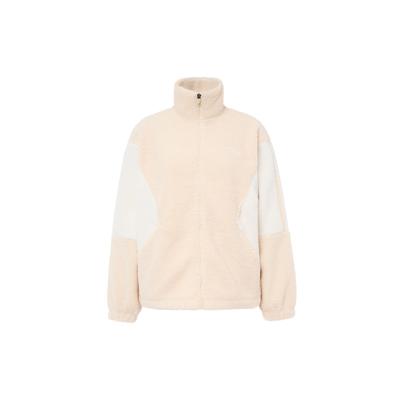Printed Logo Zipper Stand Collar Thickened Fleece Warm Lamb Wool Jacket Women Jackets Khaki 162247734-2