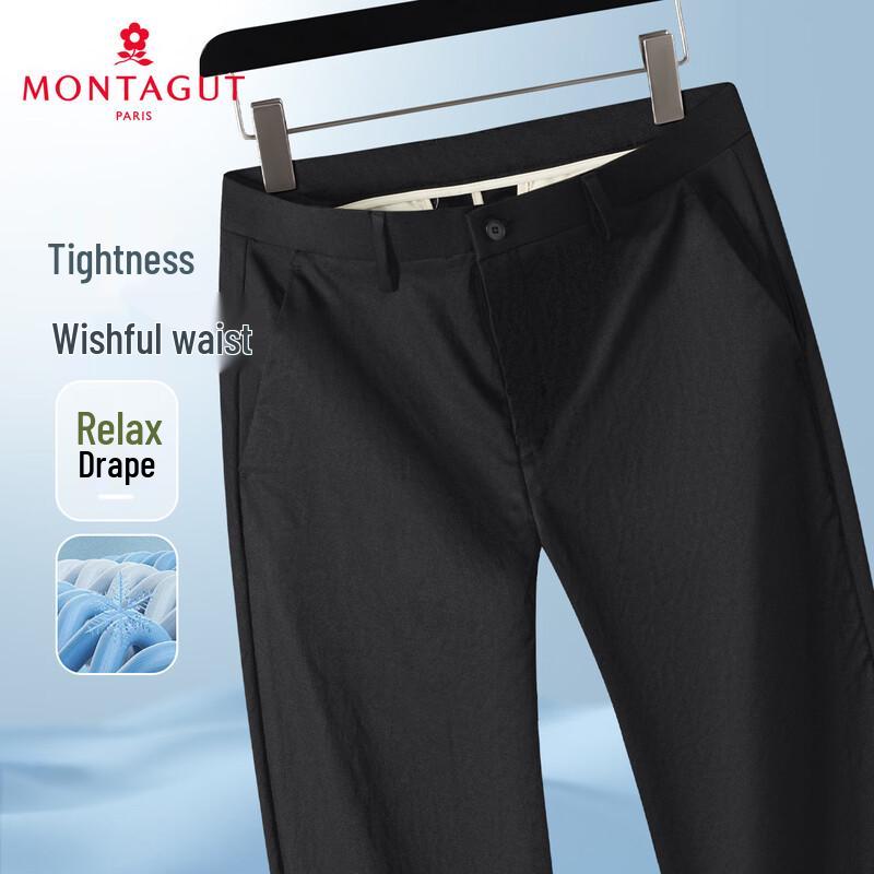 

MONTAGUT Men s Elastic Waist Cotton-Feel Straight-Leg Casual Trousers JG 32