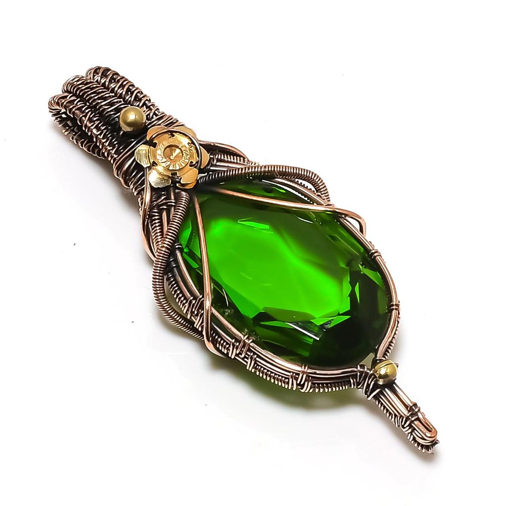 Chrome Diopside Handmade Gemstone Pendant, 999 Copper Wire Wrapped Pendant, Unique Design Jewelry Pendant