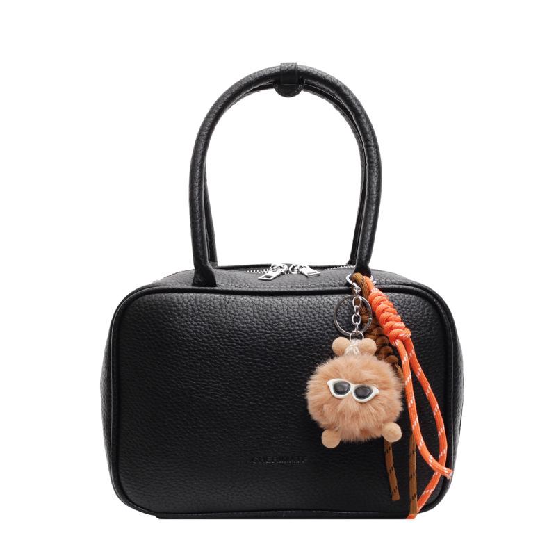 

Сумка-боулинг осенне-зимнего сезона большой вместимости нишевого дизайна - Высокое качество и стильная Without Pendant чёрный